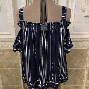 TOX K. Size 3X. Rayon Comfy Pullover Top w Straps & Off Shoulder Sleeves. B98